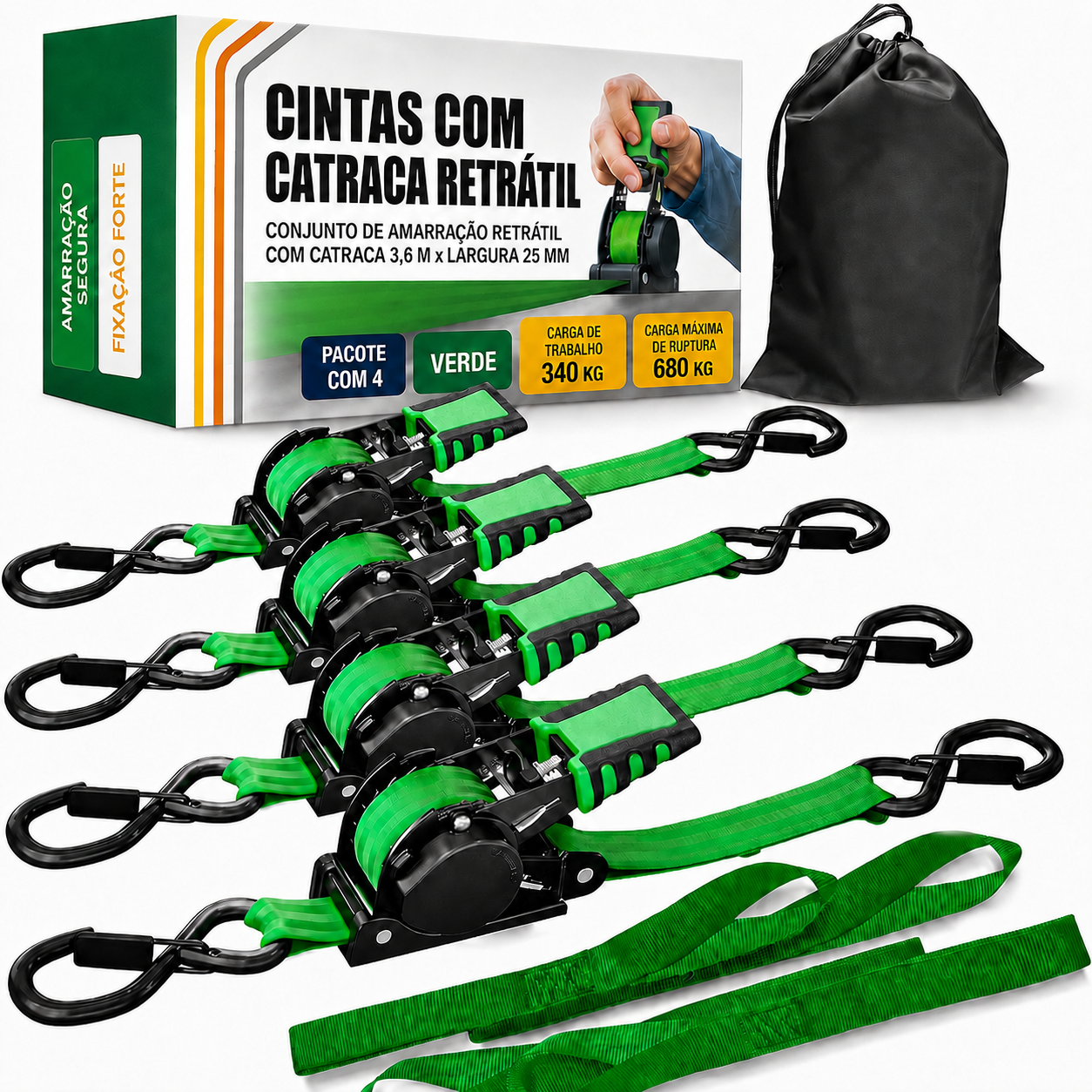 🔥 OFERTA POR TEMPO LIMITADO | Cinta de Amarração Retrátil 680kg para Carga com Recolhimento Automático