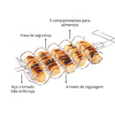 InoxFlip - Grelha Para Pão de Alho e Linguiça Perfeita Sem Quedas e Crocante no Ponto - Entrega Grátis