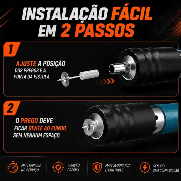 BrutoFix™ Pistola de Fixação Automática Kit Completo com Maleta + 100 Pregos para Concreto e Aço - AvexaBrutoFix™ Pistola de Fixação Automática Kit Completo com Maleta + 100 Pregos para Concreto e AçoAvexa