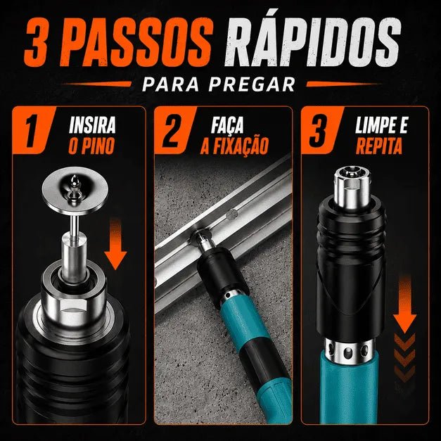 BrutoFix™ Pistola de Fixação Automática Kit Completo com Maleta + 100 Pregos para Concreto e Aço - AvexaBrutoFix™ Pistola de Fixação Automática Kit Completo com Maleta + 100 Pregos para Concreto e AçoAvexa