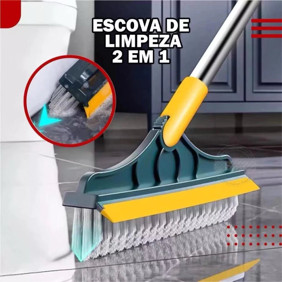 Escova 2 em 1 Vassoura e Rodo , Escova Rígida de Limpeza com Raspador e Limpa Vidros com Rotação - AvexaEscova 2 em 1 Vassoura e Rodo , Escova Rígida de Limpeza com Raspador e Limpa Vidros com RotaçãoAvexa