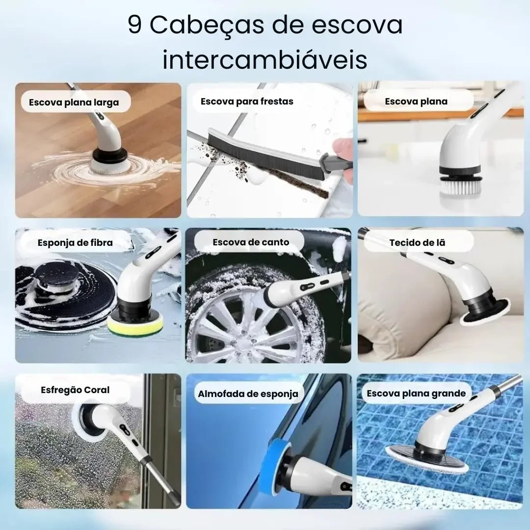 Escova Elétrica de Limpeza 9 em 1 com Cabo Extensor - AvexaEscova Elétrica de Limpeza 9 em 1 com Cabo ExtensorEscova Elétrica de Limpeza 9 em 1 RecarregávelAvexa