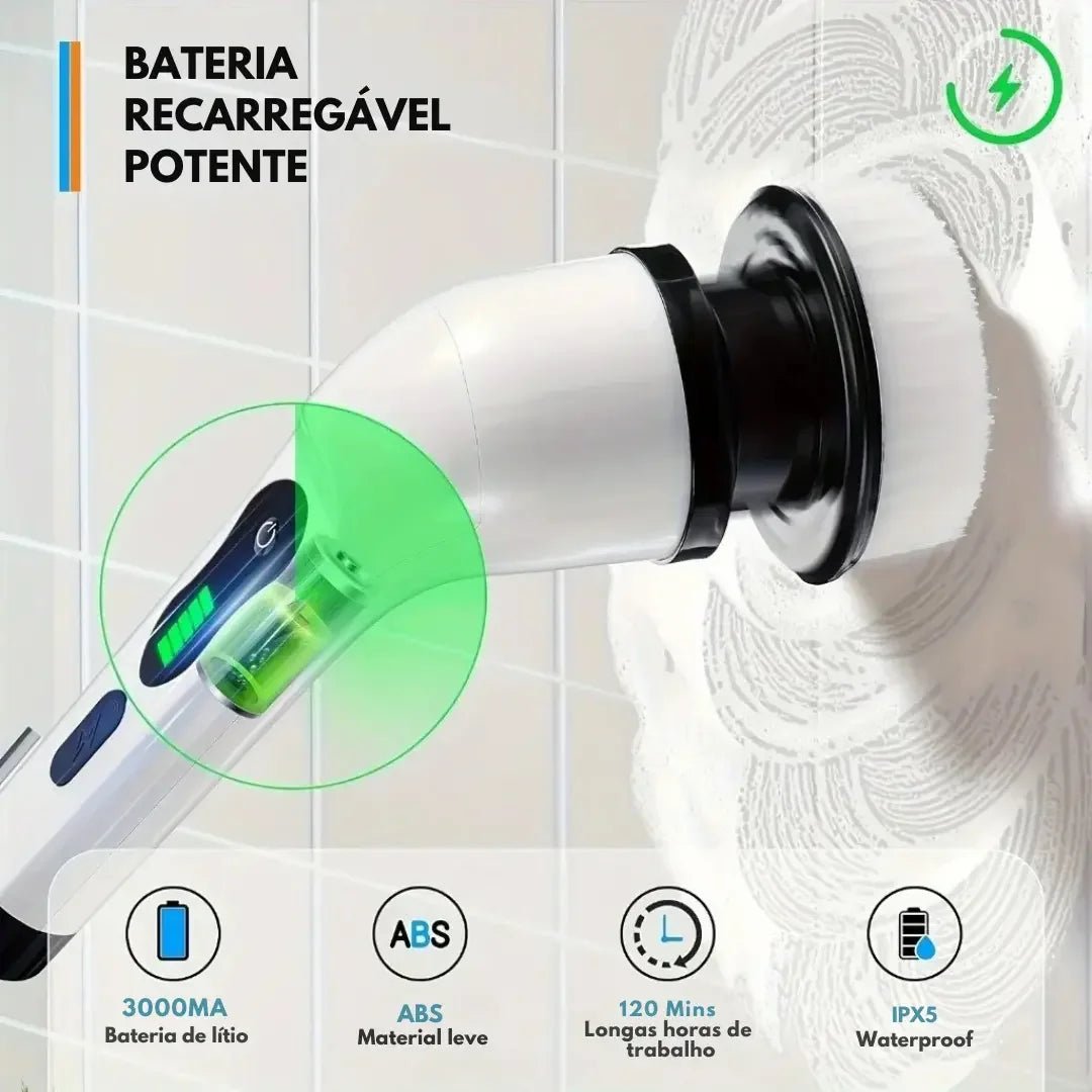 Escova Elétrica de Limpeza 9 em 1 com Cabo Extensor - AvexaEscova Elétrica de Limpeza 9 em 1 com Cabo ExtensorEscova Elétrica de Limpeza 9 em 1 RecarregávelAvexa