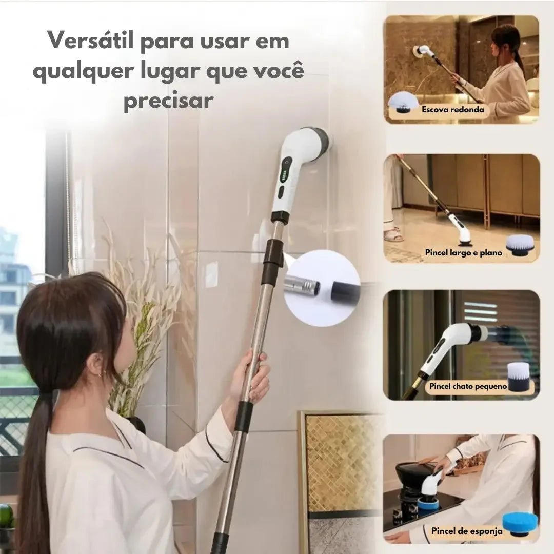 Escova Elétrica de Limpeza 9 em 1 com Cabo Extensor - AvexaEscova Elétrica de Limpeza 9 em 1 com Cabo ExtensorEscova Elétrica de Limpeza 9 em 1 RecarregávelAvexa