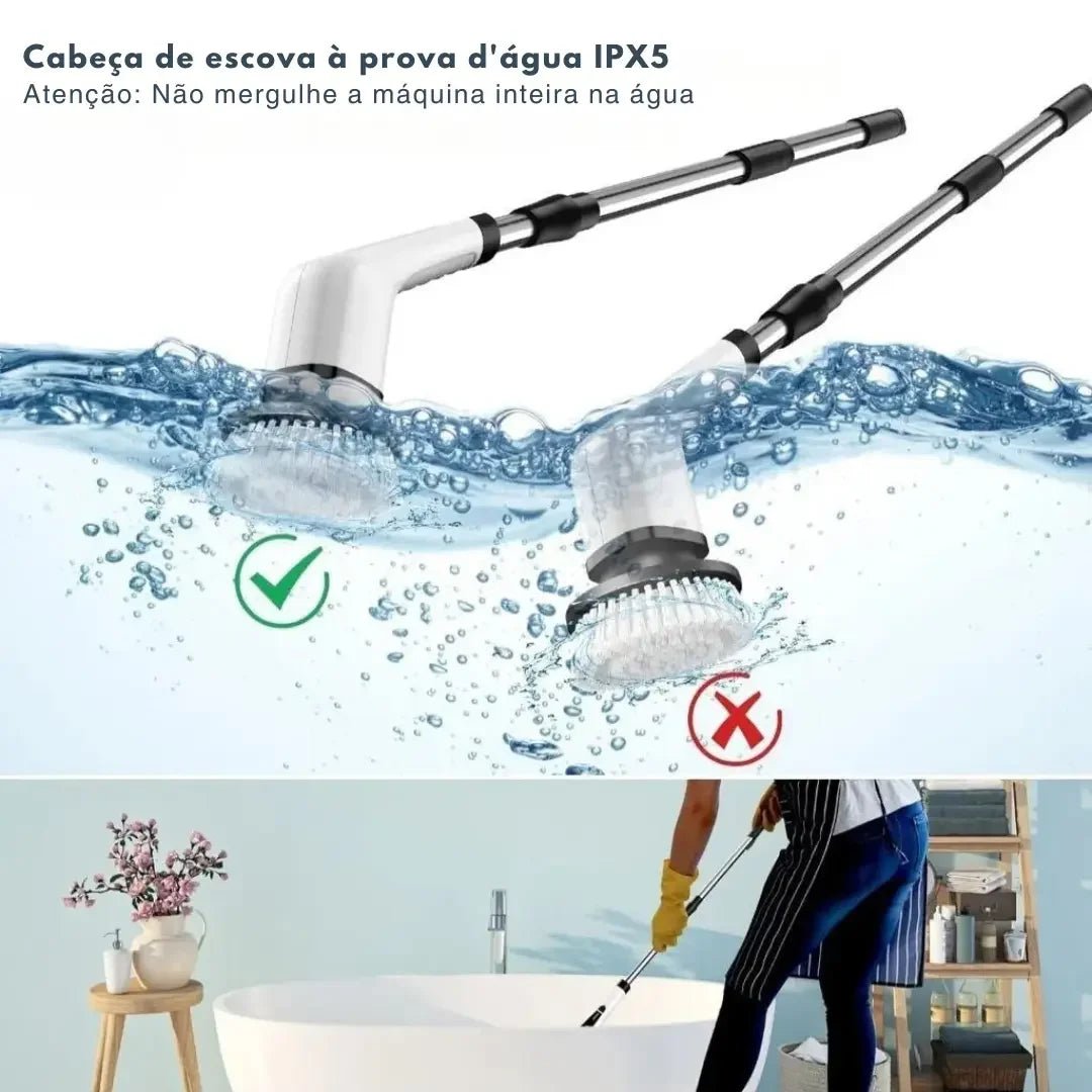 Escova Elétrica de Limpeza 9 em 1 com Cabo Extensor - AvexaEscova Elétrica de Limpeza 9 em 1 com Cabo ExtensorEscova Elétrica de Limpeza 9 em 1 RecarregávelAvexa