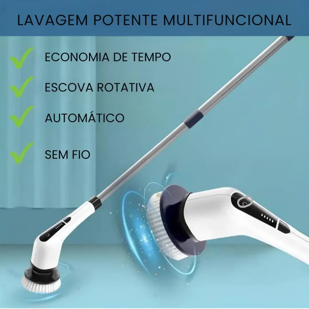 Escova Elétrica de Limpeza 9 em 1 com Cabo Extensor - AvexaEscova Elétrica de Limpeza 9 em 1 com Cabo ExtensorEscova Elétrica de Limpeza 9 em 1 RecarregávelAvexa