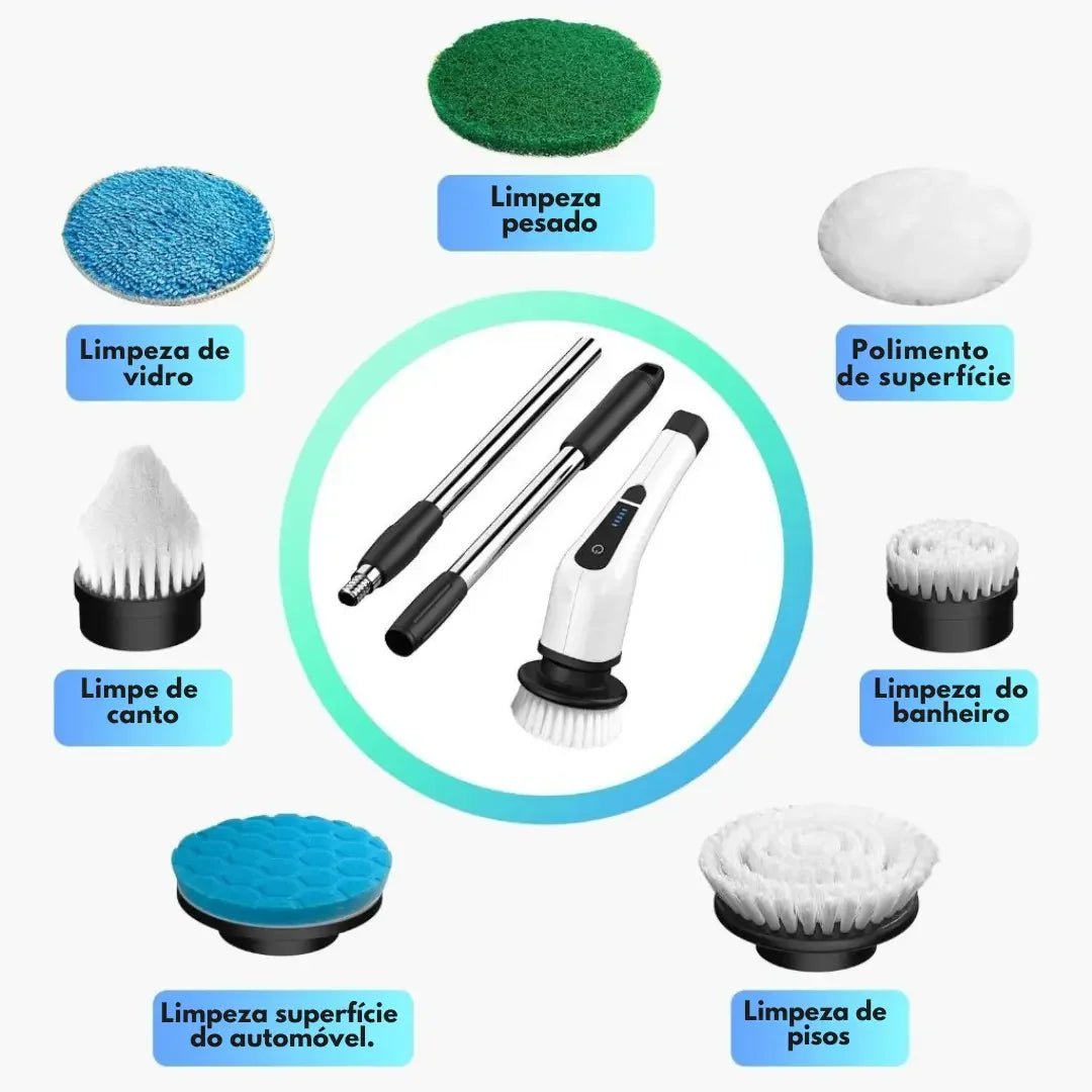 Escova Elétrica de Limpeza 9 em 1 com Cabo Extensor - AvexaEscova Elétrica de Limpeza 9 em 1 com Cabo ExtensorEscova Elétrica de Limpeza 9 em 1 RecarregávelAvexa