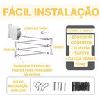 FlexLine - Varal de Parede Super Resistente Com 30 Metros e Corda Recolhível - Entrega Grátis - AvexaFlexLine - Varal de Parede Super Resistente Com 30 Metros e Corda Recolhível - Entrega GrátisAvexa