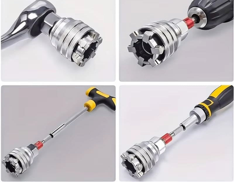 Kit com 2 Chave Multifuncional Ajustável – 10 a 19mm com Adaptador Universal