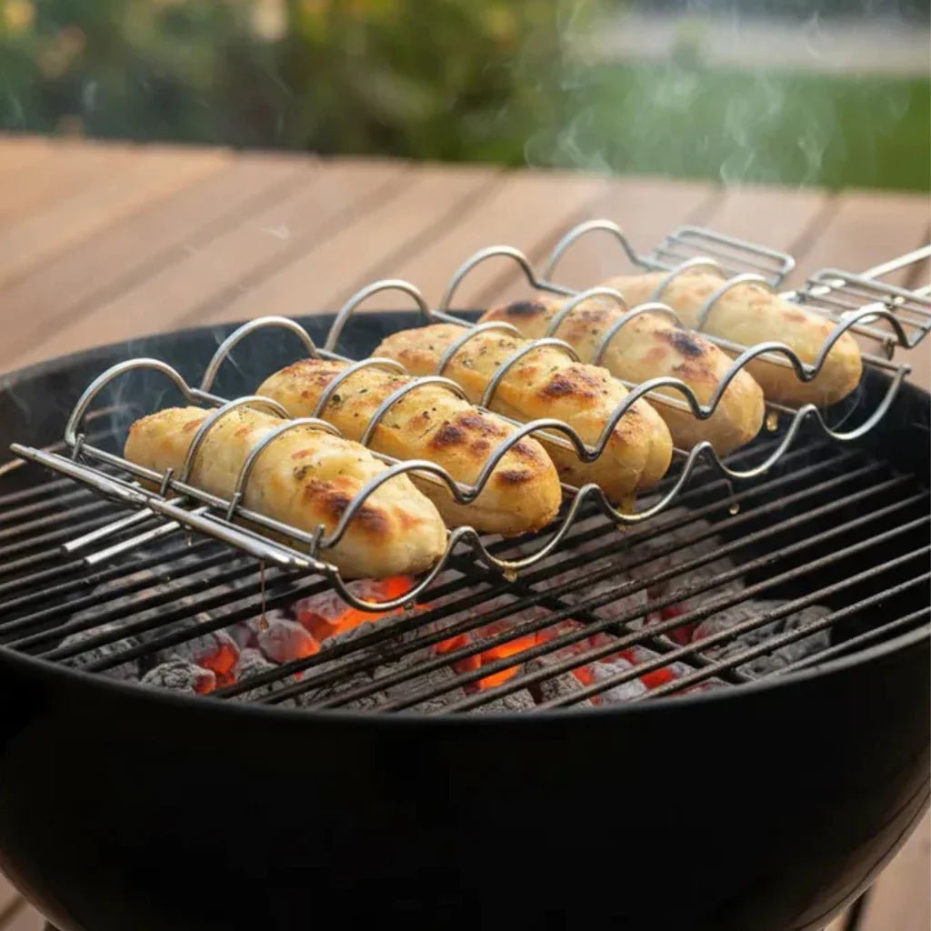 InoxFlip - Grelha Para Pão de Alho e Linguiça Perfeita Sem Quedas e Crocante no Ponto - Entrega Grátis - AvexaInoxFlip - Grelha Para Pão de Alho e Linguiça Perfeita Sem Quedas e Crocante no Ponto - Entrega GrátisAvexa