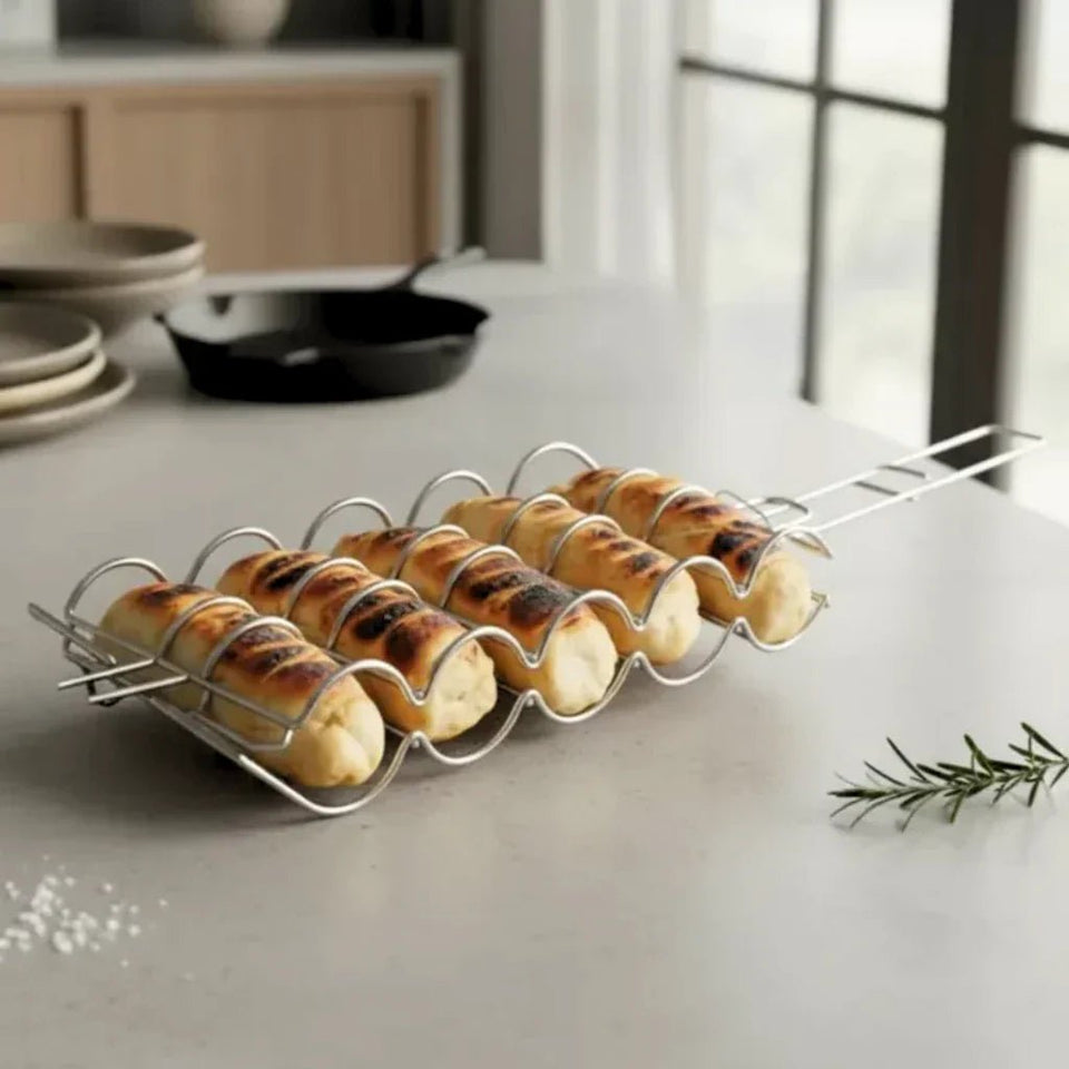 InoxFlip - Grelha Para Pão de Alho e Linguiça Perfeita Sem Quedas e Crocante no Ponto - Entrega Grátis - AvexaInoxFlip - Grelha Para Pão de Alho e Linguiça Perfeita Sem Quedas e Crocante no Ponto - Entrega GrátisAvexa
