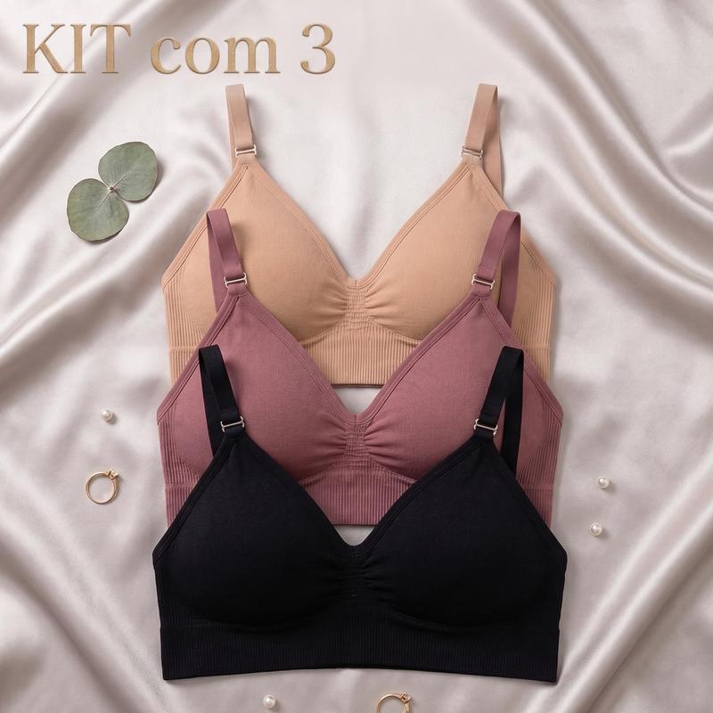 KIT 3 Top Sutiã alça fina Removível Importado Com Bojo Removível Conforto e Estilo - AvexaKIT 3 Top Sutiã alça fina Removível Importado Com Bojo Removível Conforto e EstiloKit 3 Sutiãs Luna Comfort™Avexa