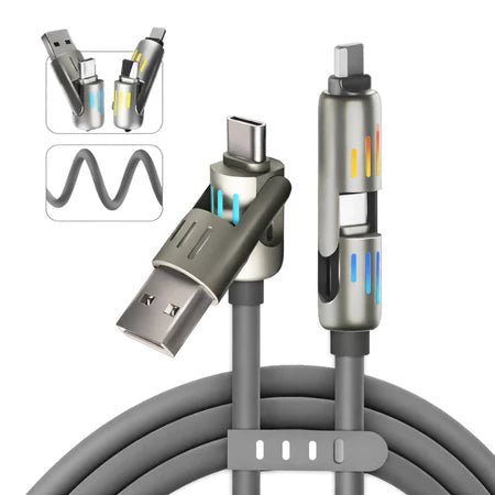 Kit com 2 Cabo 4 em 1 Carregador Universal USB Tipo-C + Lightning Super Rápido - AvexaKit com 2 Cabo 4 em 1 Carregador Universal USB Tipo-C + Lightning Super RápidoAvexa