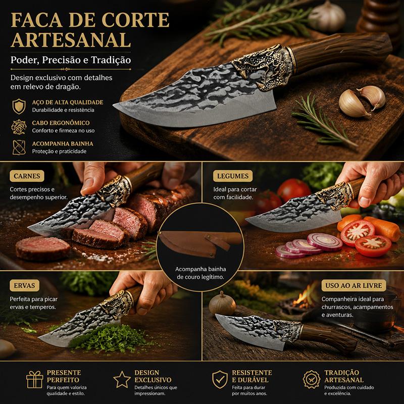 Kit com 2 Faca Artesanal Forjada Dragão Oriental Profissional Luxo Case em Aço Inoxidável Durável e Confortável para Cozinha Versátil - AvexaKit com 2 Faca Artesanal Forjada Dragão Oriental Profissional Luxo Case em Aço Inoxidável Durável e Confortável para Cozinha VersátilAvexa