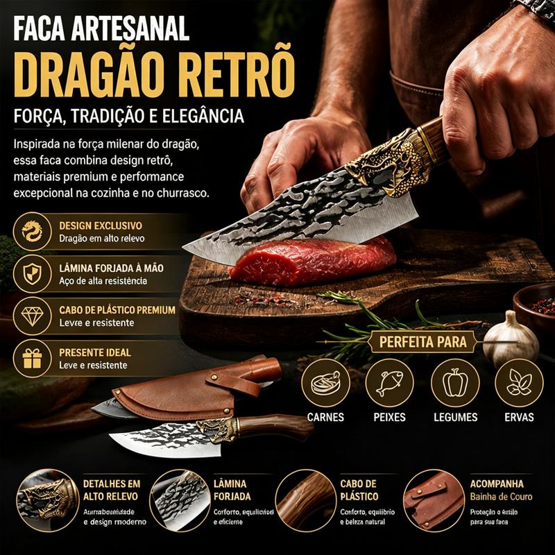 Kit com 2 Faca Artesanal Forjada Dragão Oriental Profissional Luxo Case em Aço Inoxidável Durável e Confortável para Cozinha Versátil - AvexaKit com 2 Faca Artesanal Forjada Dragão Oriental Profissional Luxo Case em Aço Inoxidável Durável e Confortável para Cozinha VersátilAvexa