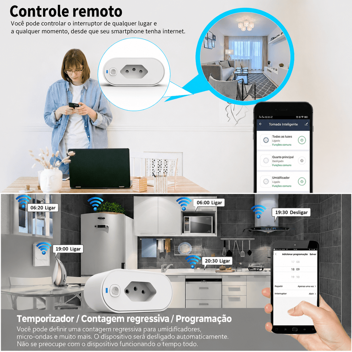 KIT Com 2 SMART PLUG-Adaptador de soquete Wi-Fi Tuya Smart Life App Control Alexa Google Home Adaptador de soquete 16A - AvexaKIT Com 2 SMART PLUG-Adaptador de soquete Wi-Fi Tuya Smart Life App Control Alexa Google Home Adaptador de soquete 16AAvexa