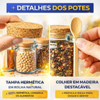 Kit Potes de Vidro 240ml com Tampa Rolha e Colher de Bambu - Entrega Grátis - AvexaKit Potes de Vidro 240ml com Tampa Rolha e Colher de Bambu - Entrega GrátisAvexa
