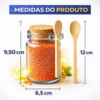 Kit Potes de Vidro 240ml com Tampa Rolha e Colher de Bambu - Entrega Grátis - AvexaKit Potes de Vidro 240ml com Tampa Rolha e Colher de Bambu - Entrega GrátisAvexa