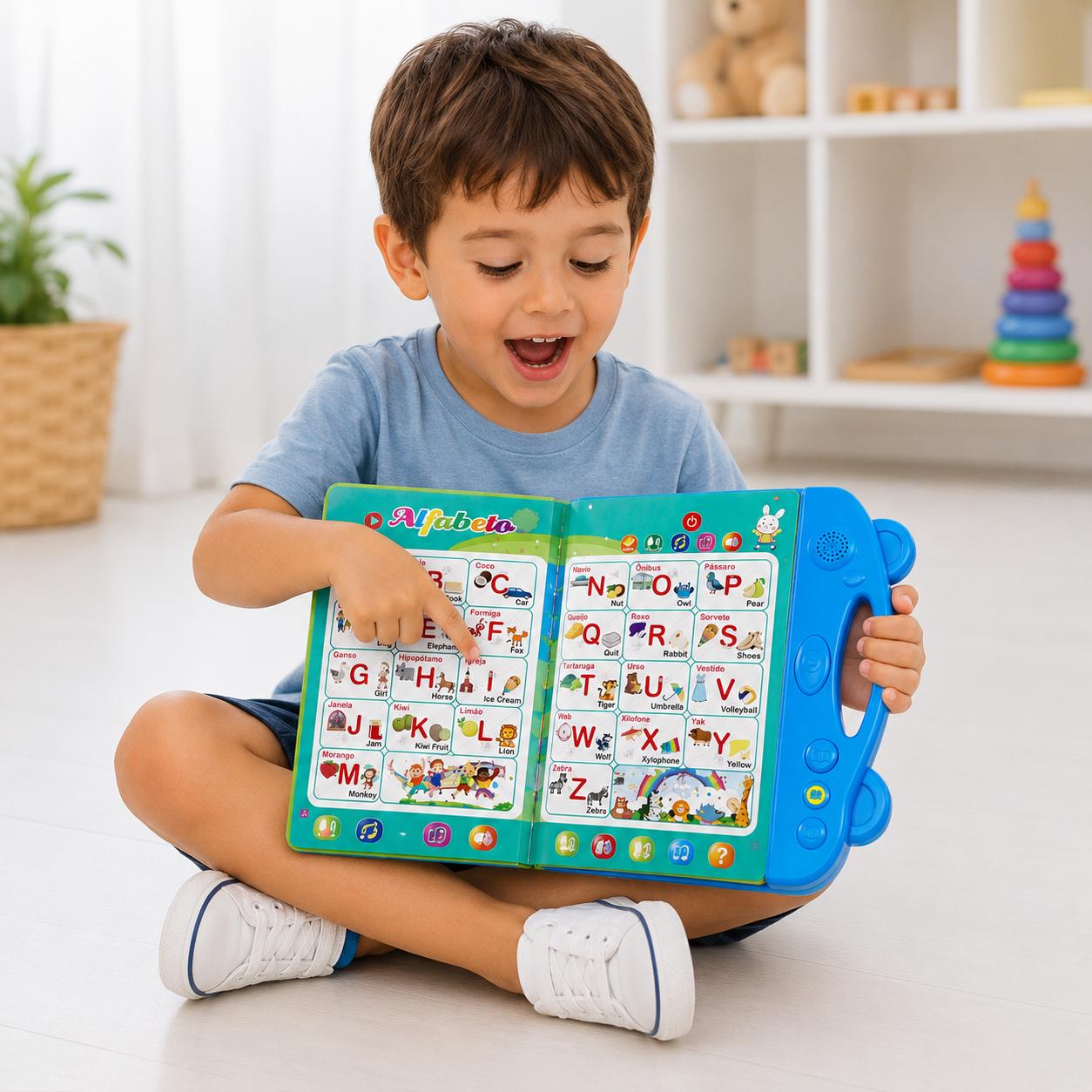 Livro Infantil Bilíngue Português e Inglês Interativo com Lousa Mágica Reutilizável - AvexaLivro Infantil Bilíngue Português e Inglês Interativo com Lousa Mágica ReutilizávelAvexa