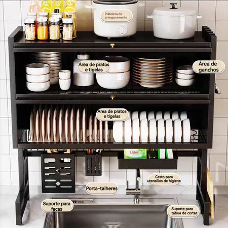 MultiFlex - Escorredor De Louça Suspenso Para Bancada de Cozinha - Entrega Grátis - AvexaMultiFlex - Escorredor De Louça Suspenso Para Bancada de Cozinha - Entrega GrátisAvexa