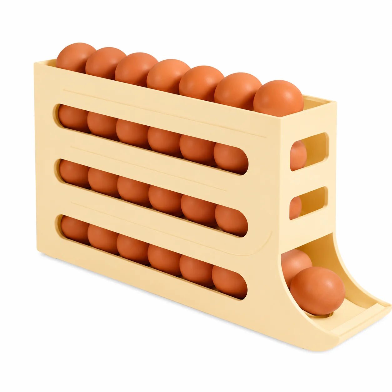 Organizador de Ovos EggSmart com Deslizamento Automático - AvexaOrganizador de Ovos EggSmart com Deslizamento AutomáticoSuporte Deslizante de Ovos AutomáticoAvexa