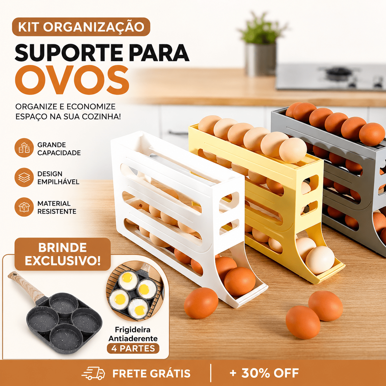 Organizador de Ovos EggSmart com Deslizamento Automático - AvexaOrganizador de Ovos EggSmart com Deslizamento AutomáticoSuporte Deslizante de Ovos AutomáticoAvexa