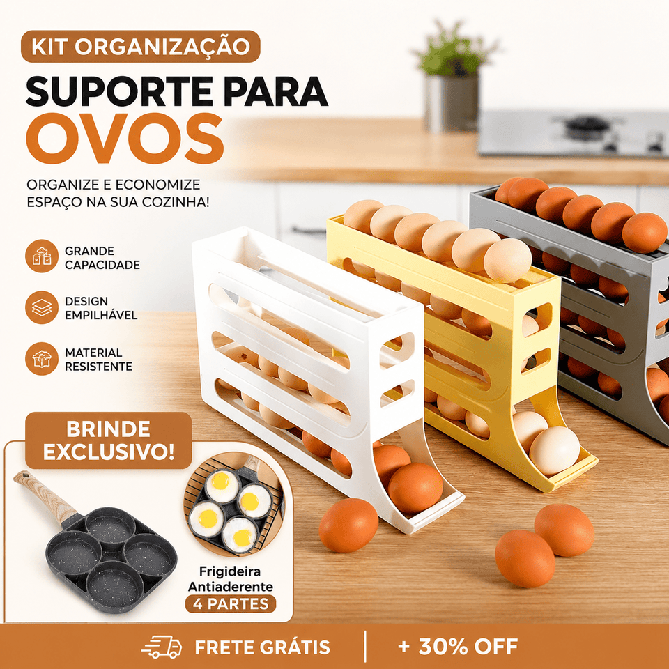 Organizador de Ovos EggSmart com Deslizamento Automático - AvexaOrganizador de Ovos EggSmart com Deslizamento AutomáticoSuporte Deslizante de Ovos AutomáticoAvexa