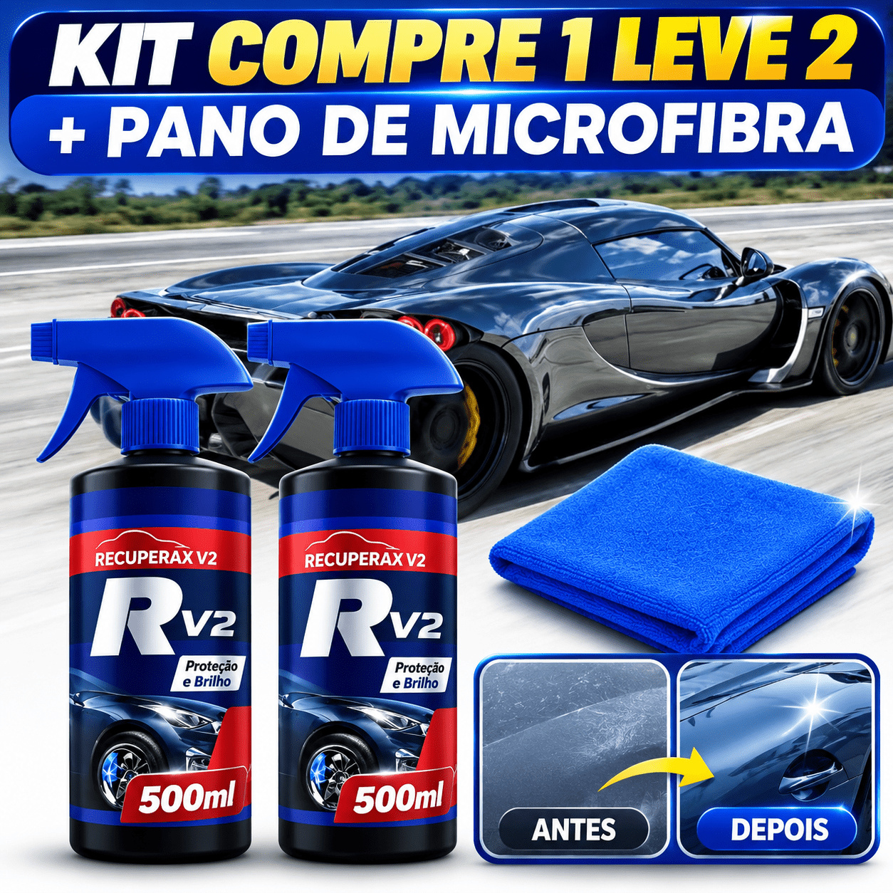 PAGUE 1 LEVE 2 Recuperax V2 - Compatível com Todas as Cores - Remove Manchas, Riscos e Pintura Queimada - Restaura o Brilho - 500ML - FRETE GRÁTIS HOJE. - AvexaPAGUE 1 LEVE 2 Recuperax V2 - Compatível com Todas as Cores - Remove Manchas, Riscos e Pintura Queimada - Restaura o Brilho - 500ML - FRETE GRÁTIS HOJE.Avexa