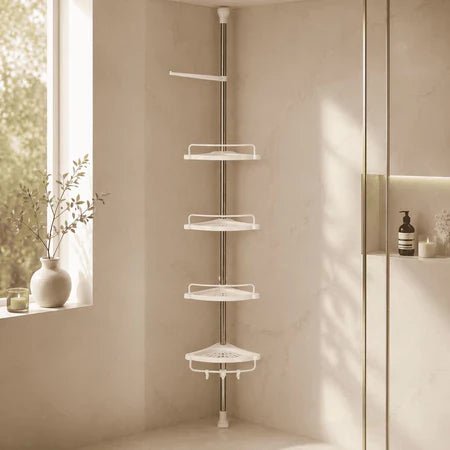 PratFix - Organizador de Canto Para Banheiro com 4 Prateleiras Ajustáveis de Fácil Instalação Sem Furos - Entrega Grátis - AvexaPratFix - Organizador de Canto Para Banheiro com 4 Prateleiras Ajustáveis de Fácil Instalação Sem Furos - Entrega GrátisAvexa
