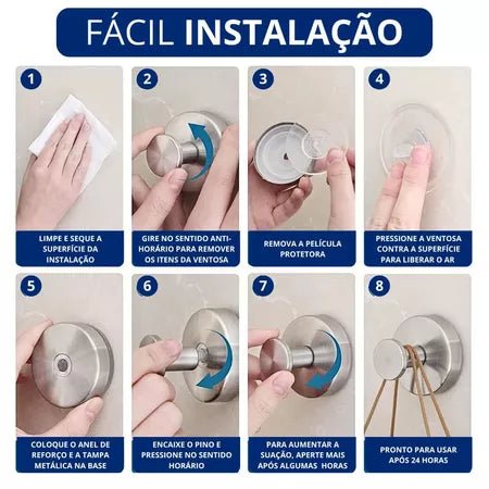 PraticFix - Gancho De Ventosa De Aço Inoxidável Super Resistente Com Instalação Sem Perfuração - Entrega Grátis - AvexaPraticFix - Gancho De Ventosa De Aço Inoxidável Super Resistente Com Instalação Sem Perfuração - Entrega GrátisAvexa