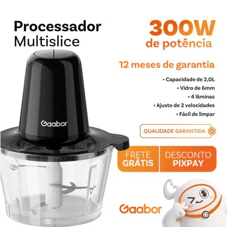 Processador Gaabor - Triturador e Processador de Carne e Legumes 2L Com 4 Lâminas de Aço e Tigela de Vidro - Entrega grátiso - AvexaProcessador Gaabor - Triturador e Processador de Carne e Legumes 2L Com 4 Lâminas de Aço e Tigela de Vidro - Entrega grátisoAvexa