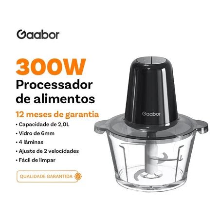 Processador Gaabor - Triturador e Processador de Carne e Legumes 2L Com 4 Lâminas de Aço e Tigela de Vidro - Entrega grátiso - AvexaProcessador Gaabor - Triturador e Processador de Carne e Legumes 2L Com 4 Lâminas de Aço e Tigela de Vidro - Entrega grátisoAvexa