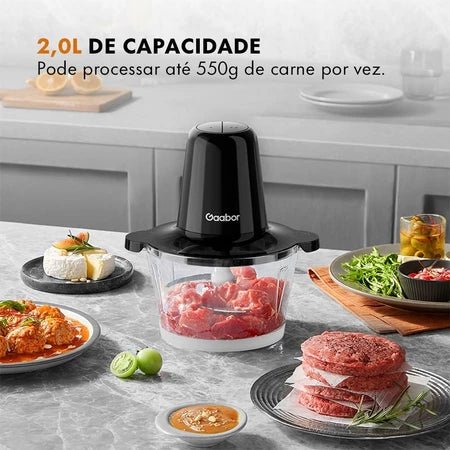 Processador Gaabor - Triturador e Processador de Carne e Legumes 2L Com 4 Lâminas de Aço e Tigela de Vidro - Entrega grátiso - AvexaProcessador Gaabor - Triturador e Processador de Carne e Legumes 2L Com 4 Lâminas de Aço e Tigela de Vidro - Entrega grátisoAvexa