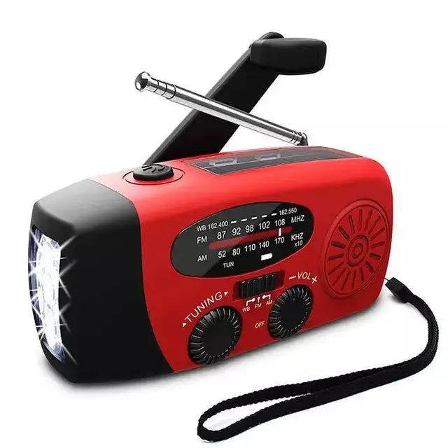 Rádio Lanterna Solar de Emergência 4 em 1 com Manivela – PowerBank Portátil - AvexaRádio Lanterna Solar de Emergência 4 em 1 com Manivela – PowerBank PortátilAvexa