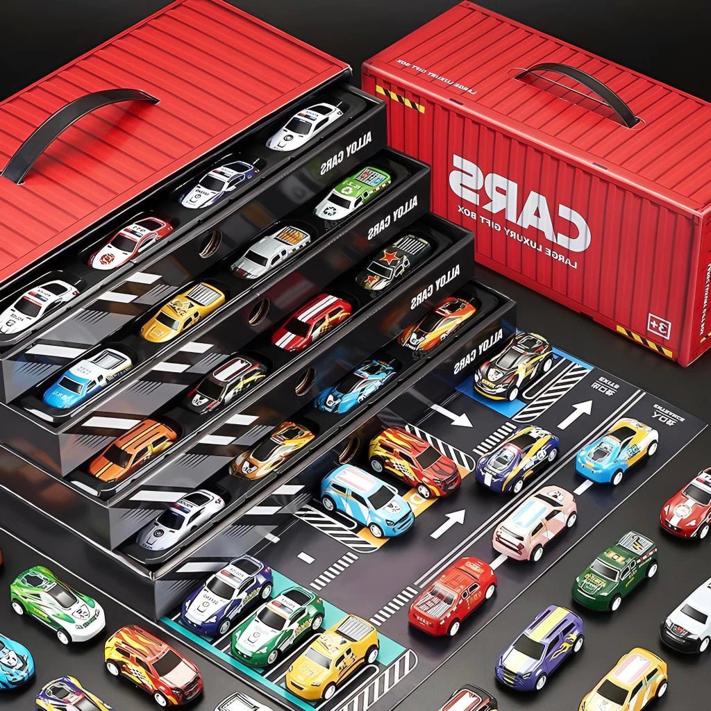 Super Kit 48 Carrinhos de Fricção + Pista 🚗 | Presente para Menino | Container Colecionável - AvexaSuper Kit 48 Carrinhos de Fricção + Pista 🚗 | Presente para Menino | Container ColecionávelAvexa