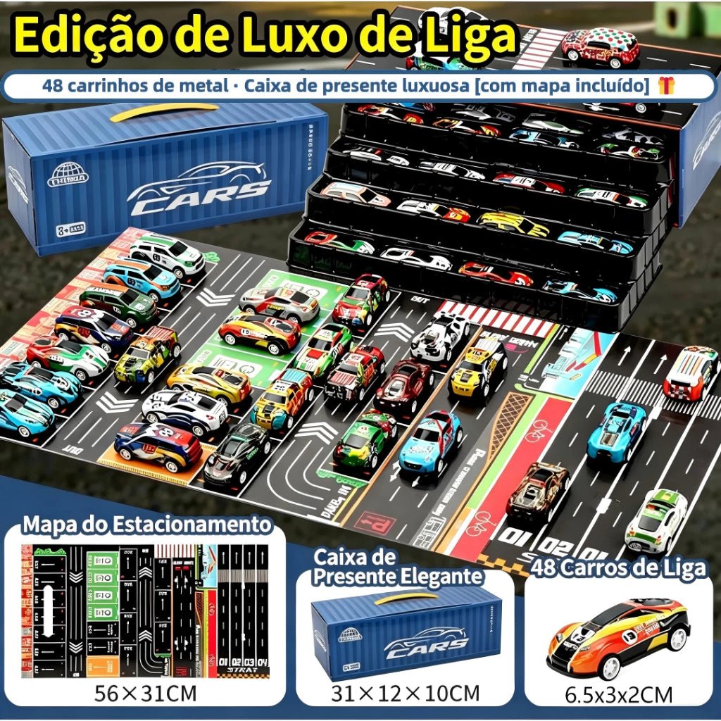 Super Kit 48 Carrinhos de Fricção + Pista 🚗 | Presente para Menino | Container Colecionável - AvexaSuper Kit 48 Carrinhos de Fricção + Pista 🚗 | Presente para Menino | Container ColecionávelAvexa